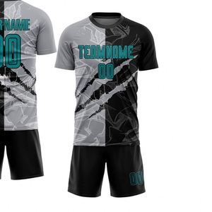 Conjunto de Camiseta y Pantalones Cortos de Fútbol con Patrón Geométrico, Manga Corta, Transpirable, de Secado Rápido, Uniforme de Entrenamiento para Hombres y Jóvenes - Product Image 2