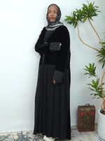 Abaya Femme Hiver en Velours Chaud Plissé à Fermeture Boucle, Robe Musulmane pour l'Aïd et Réunions Familiales Formelles, Vente Chaude, OEM & ODM