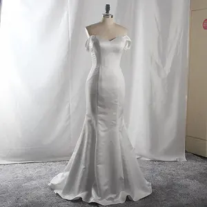 RSW1729 — robe de mariée en Satin, tenue de mariage élégante, avec épaules nues, Simple, style sirène, bon marché,