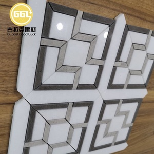 Design moderne Noir/Blanc Grilles de fenêtre similaires Surface polie Carrelage de mosaïque en marbre pour salle de bain Chambre Hall Décoration murale - Product Image 4