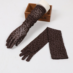 Guantes de malla con estampado de leopardo de 55cm de largo para mujer, guantes sexis de encaje a la moda con personalidad, de Halloween Cosplay, guantes de escenario dramático, accesorios de fiesta - Product Image 2