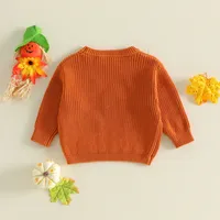 Kinder Herbst Warme Langarm-Rundhalspullover mit Stickerei für Halloween & Weihnachten für Mädchen und Jungen