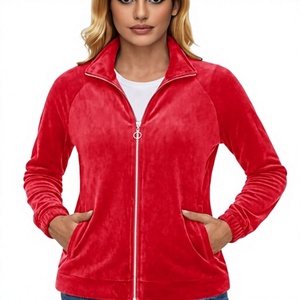 Women's Fleece Jacket Full Zip Velour Knitted Stand Collar Warm Winter <b>Coat</b> Polar Soft Velvet Lightweight Sweatshirt Outerwear - Product Image 6