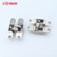 Charnières de porte pivotants en alliage de Zinc, charnière Invisible ajustable, 3d, 1 paire, 180 degrés