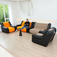 Nuevo Sofá Inflable Combinado Transfronterizo con Reposabrazos y Respaldo, Sofá Cama Doble Autoinflable, Material de PVC de 0.55MM, Modelo AKD1056