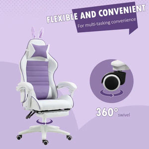 Racing Office Purple Rabbit Ear Esports juego sillas Girl High Back Computer Desk Gaming stuhl Lila Silla de juego con reposapiés - Product Image 4