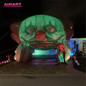 Big Size House Door Gate Decoration Inflatable Clown Tunnel With LED Lighting In Halloween