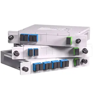 SC UPC/APC modul penyisipan Splitter kotak tipe kaset 1X2/1X4/1X8 PLC LGX FTTH Mini optik Splitter kartu kaset memasukkan