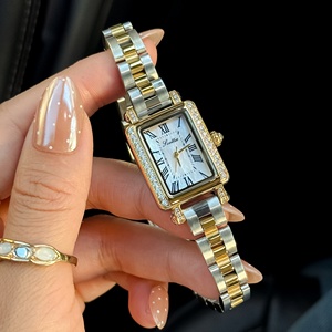 <span class=keywords><strong>Montre</strong></span> pour <span class=keywords><strong>femme</strong></span> Scottie 9889 vintage rectangulaire de luxe, pierres précieuses scintillantes, fond en nacre, <span class=keywords><strong>montre</strong></span> à quartz <span class=keywords><strong>classique</strong></span> haut de gamme - Product Image 1