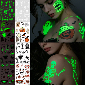 Autocollants de <span class=keywords><strong>tatouage</strong></span> de sang Halloween phosphorescents, imperméables, 3D, pour le corps et le visage, effet cicatrice, plaie, sanglant et effrayant - Product Image 2
