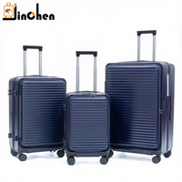 Ensemble de valises PC légères trois pièces avec couvercle à accès rapide frontal, valise extensible à roulettes, fermeture éclair