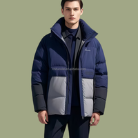 Veste bomber rembourrée à capuche amovible pour homme, deux tons, coupe-vent, multi-poches, thermique, décontractée, chaude, doudoune d'hiver