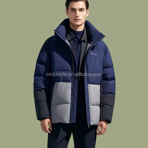 Chaqueta de Plumón <span class=keywords><strong>para</strong></span> <span class=keywords><strong>Hombre</strong></span> con Capucha Desmontable, Dos Tonos, Estilo Bomber, Cortavientos, con Múltiples Bolsillos, Térmica, Informal, Abrigo de Invierno - Product Image 3