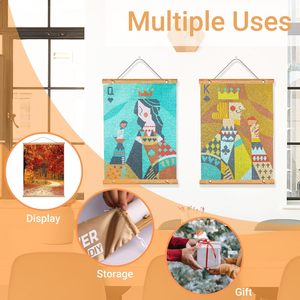 Cadre en bois pour peinture au diamant, 2 pièces, support mural en bois massif avec crochets et sac de rangement, forme rectangulaire horizontale - Product Image 3