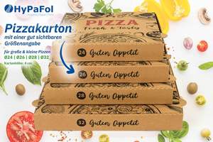 Hypafol Pizza Doos 100 Stuks 28x28x4cm Extra Ventilatiegaten Verfijnde Vouwbaar Voedselveilig Gerecycled Karton Bruin Verschillende Maten - Product Image 4