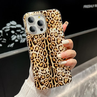 Étui de luxe imprimé léopard arc-en-ciel tout compris pour iPhone 14 Plus 16 Series Shell Mobile Phone Grip