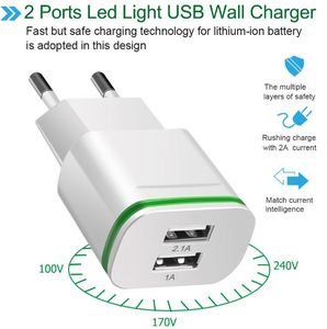 Hot Selling US Eu 2 Port 5V 2.1A Mobile Phone Travel Chargers Cargador AC <b>Adapter</b> for iPhone 6 7 11 - Product Image 2