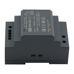 Mean Well-fuente de alimentación DDR-60-12, convertidor de CC, 12V, 60W, ITE, carril Din, caja de plástico