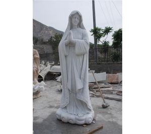 Statue grandeur nature de la Vierge Marie en pierre blanche sculptée de style occidental Sculpture en marbre priant de la statue de sainte Thérèse de <span class=keywords><strong>Lisieux</strong></span> - Product Image 1