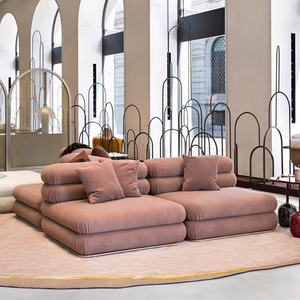 Factory Direct Sales Modern Minimalist Italian Style <strong>Modular</strong> Sectional <strong>Chaise</strong> <strong>Sofa</strong> Set with Velvet Cover for Villa Living Room - Product Image 3