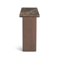 KUMUSI FURNITURE Table console en marbre brun Dark_Emperado avec bois massif