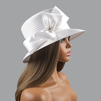Chapeau de luxe avec nœud papillon Kentucky Derby pour fête Chapeau haut de forme fantaisie à la mode Chapeau d'église élégant en diamant pour la décoration des femmes