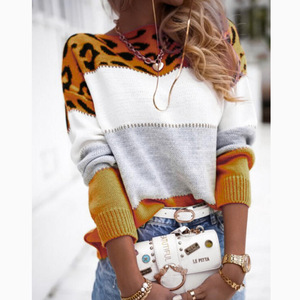 <span class=keywords><strong>Maglione</strong></span> in Maglia di Viscosa e Poliestere con Stampa Leopardata e Collo Intrecciato per Donna, Design Personalizzato OEM ODM - Product Image 3