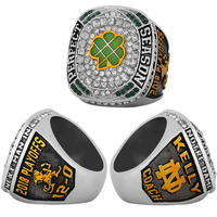Bague de championnat d'escrime universitaire Notre Dame 2018 personnalisable en gros, en alliage d'or classique avec pierre naturelle, commémorative pour les fans