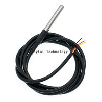 DS18B20 baja tahan karat Probe dengan kabel 1m/2m/3m/5m tahan air 18b20 Sensor suhu