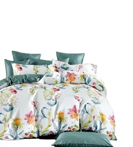 2020 yeni çiçek baskı bitki desen yorgan seti pamuk nevresim yatak çarşafı yastık kılıfı nevresim takımı