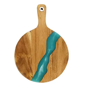 Tabla de cortar de madera con logotipo personalizado al por mayor, bloques de cortar de resina, tablas de madera para servir comida