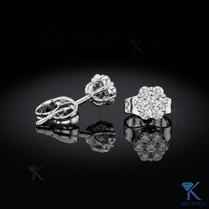 Lab Grown Diamond Floral Cluster <b>Stud</b> Earrings 7 Stone Crown Setting 14K 18K Solid Gold Women's Jewelry Wedding Party - Product Image 3