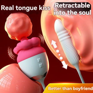 Rose Red Lips <b>Vibrator</b> Women Telescopic G-Spot Dildo Massager Clitoris Stimulator Adult Sex Toy Licking Tongue Feature - Product Image 6