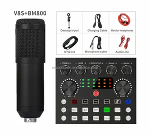 V8s Plus Scheda audio bm800 microfono Set USB Pro audio di registrazione in studio attrezzature karaoke in diretta streaming v8plus prezzo scheda audio
