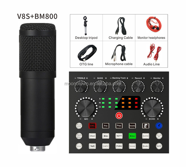 V8s Plus Sound Card Bm800 Microphone Set USB Pro Audio Studio Recording Equipment Karaoke Live Streaming V8plus Price Soundcard
