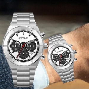 Reloj de Cuarzo Multifunción de Lujo para Hombre, Diseño de Cronógrafo Azul, Múltiples Zonas Horarias, Logotipo Personalizado, Esfera de Cristal, para Negocios - Product Image 3