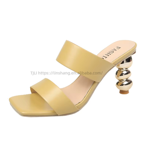 Summer Fashion Electroplated Flip-flops High Heels Ladies <b>Shoes</b> Irregular-Shaped Gourd-Heeled Sexy Ankle Strap Large Winter - Product Image 2