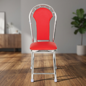 Chaise de bureau pliante contemporaine en acier inoxydable avec coussin en PU - Product Image 3