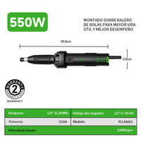 Fumetax 32 000 tr/min 127V/60Hz Mandrin 1/4 po (6,35 mm) Col long Conception antidérapante Moteur sans balais 550W Meuleuse droite DIY