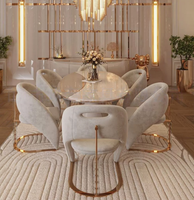 Chaise de salle à manger haut de gamme en velours à dossier haut, mobilier de maison tendance, chaises de salle à manger de villa à pieds en cristal
