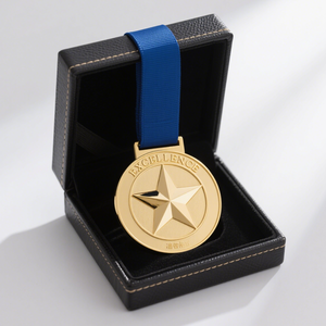 Médailles sportives en acier inoxydable moulé sous pression 2D 3D de haute qualité, fabriquées en Chine, personnalisées par l'usine OEM, avec emballage en boîte en cuir - Product Image 1