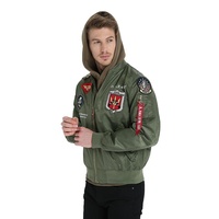 US NAVY TOP GUN Piloten-Flug-Denim-Jacke mit Kapuze, Frühling, Casual, Dünne Bomberjacke, OEM