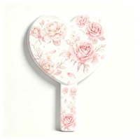 Cermin Rias Genggam Bentuk Hati Valentine Cetak UV Pola Kustom Cermin Kosmetik Portabel Cermin Dekoratif Hadiah Kecantikan Rumah