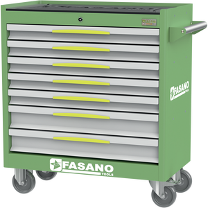 Armoire à outils roulante FASANO Tools à 7 tiroirs, verte, avec tiroirs verrouillables, pour usage en atelier - Product Image 1
