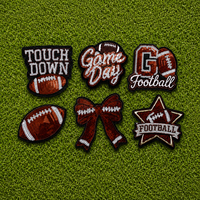Patchs de football américain thermocollants personnalisés en gros, broderie à paillettes et sequins pour vêtements, t-shirts, sacs, chapeaux et casquettes