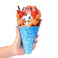 Cône de crêpe en carton personnalisé à paroi unique Feuille d'or imprimée Fry Bubble Gaufre Porte-sushi Nouilles Biscuits Hamburgers