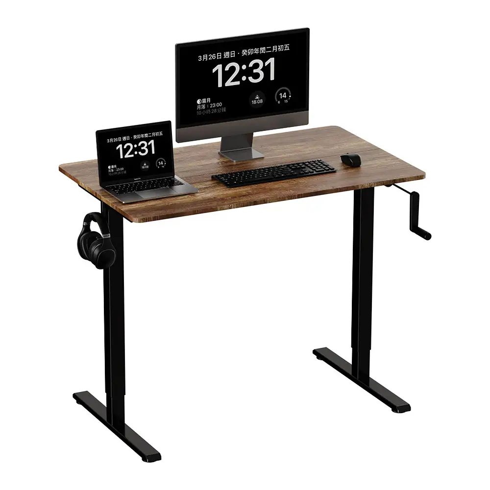 NBHY High Quality Economical Metal Computer Table Manual Height Adjustable Standing Office Desk with Crank Handle