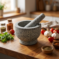 Mortier en granit de 13 cm avec pilon pour herbes et épices de cuisine chinoises