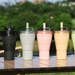 Tazza Pieghevole in Silicone per Alimenti, Antigoccia, Salvaspazio, Riutilizzabile, per Caffè, da Viaggio, Bottiglia d'Acqua Pieghevole - Product Image 5