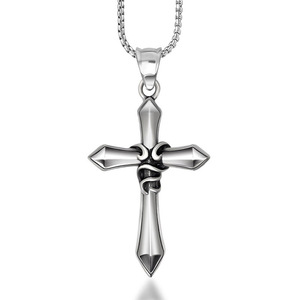 Pendentif en acier titane en forme d'épée croisée, collier pour homme en acier inoxydable SP542, cadeau, pendentif tendance - Product Image 1